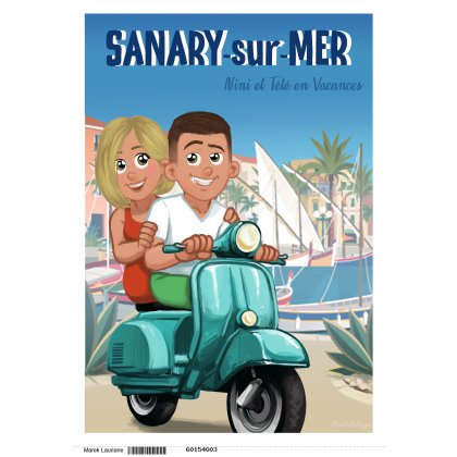 Affiche Couple en Vespa