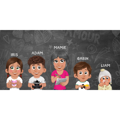 Cadeau Mamie personnalisé – Toile famille