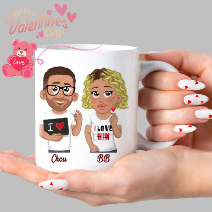 Mug personnalisé St Valentin Ourson - 2 Avatars