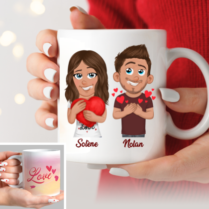 Mug St Valentin personnalisé - 2 Avatars