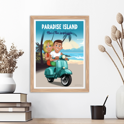 Poster Coppia su Vespa