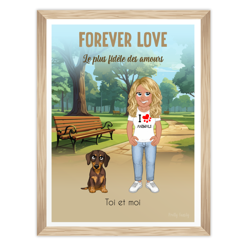 Femme chill avec son amour de chien – affiche saint Valentin personnalisable
