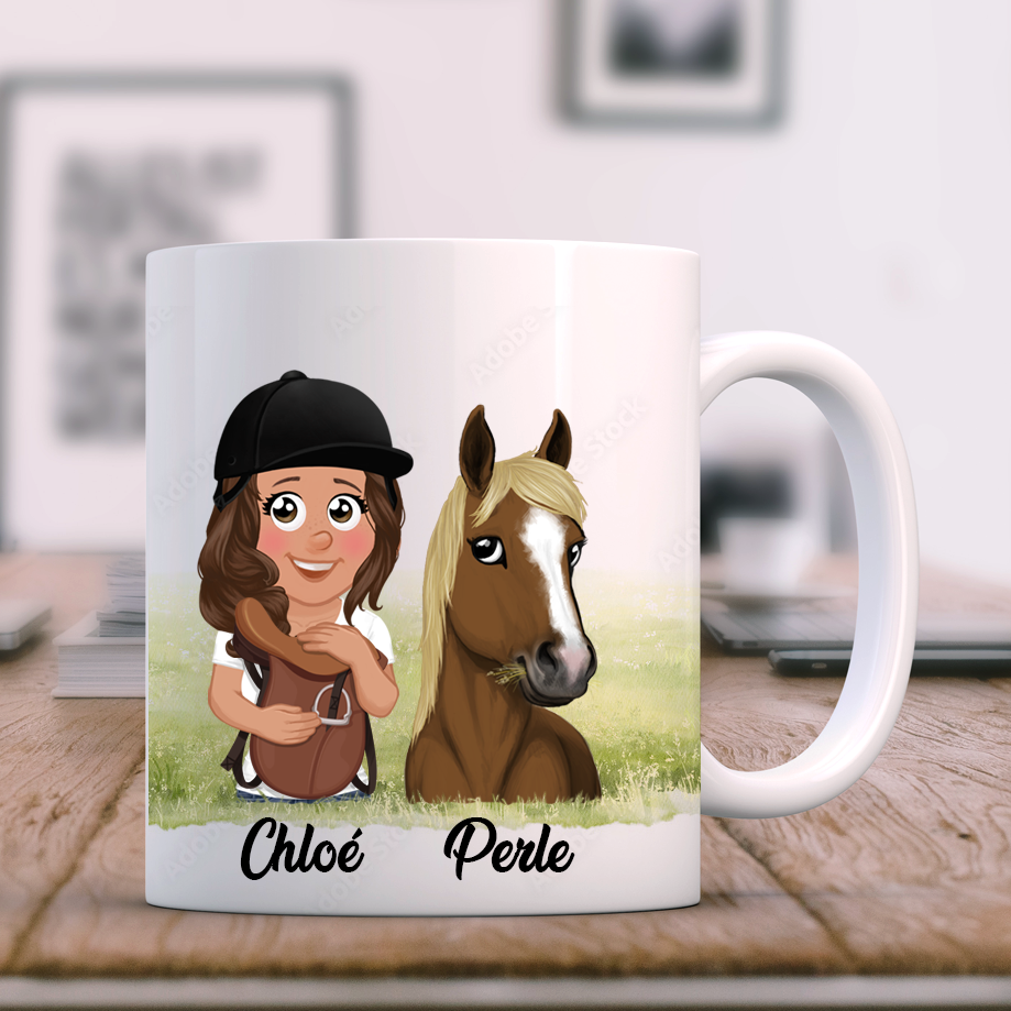 Mug cheval personnalisé, cadeau cheval, cadeau équitation, prénom