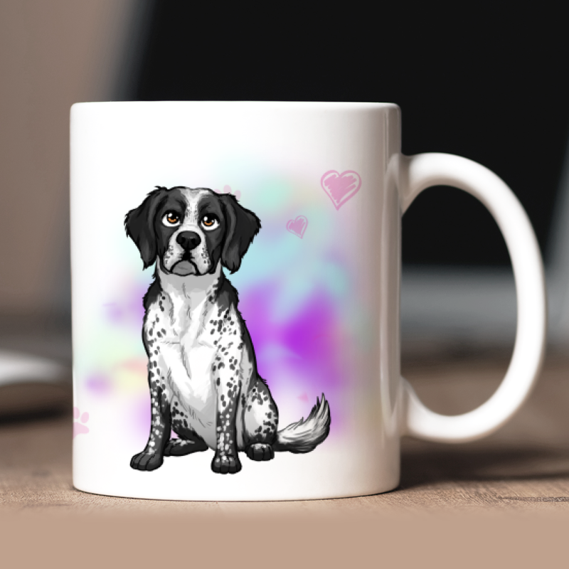 Mug personnalisé Épagneul breton avatar + texte au dos