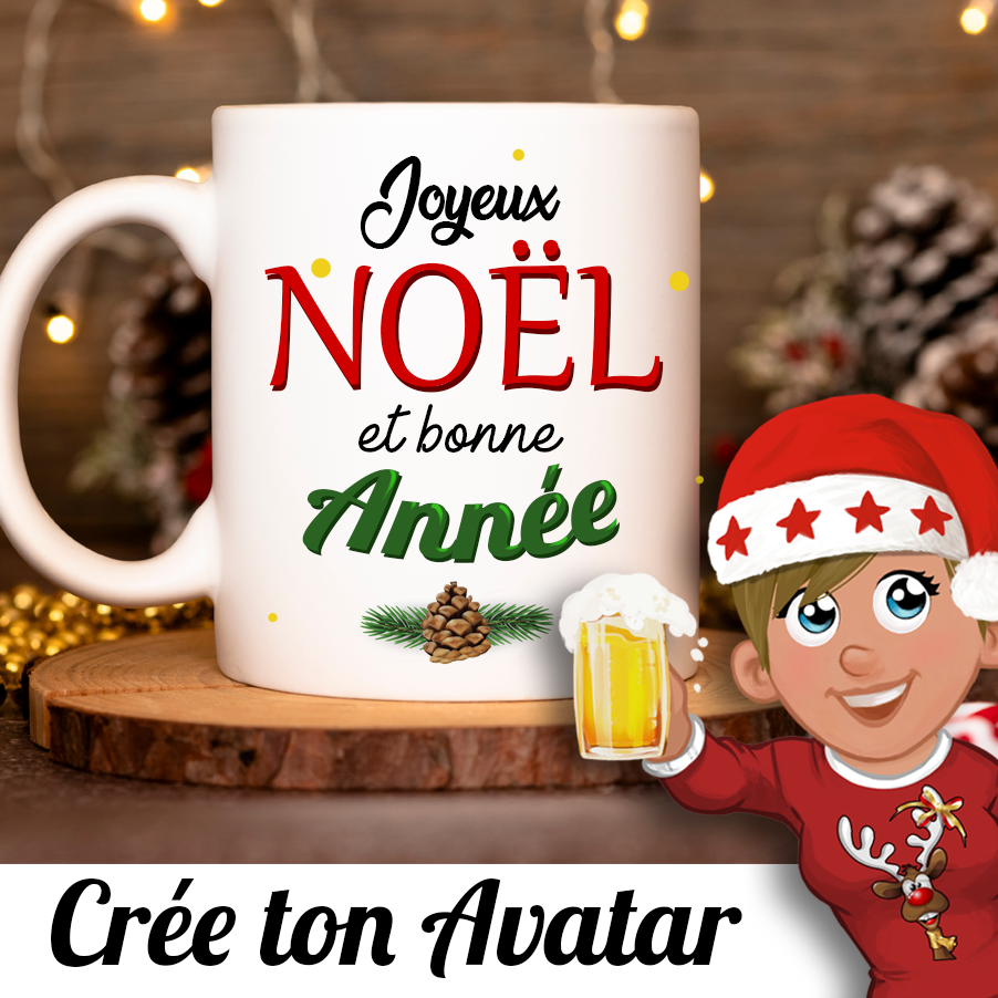 Mug Joyeux Noël personnalisé. Mugs de Noël personnalisés pour offrir