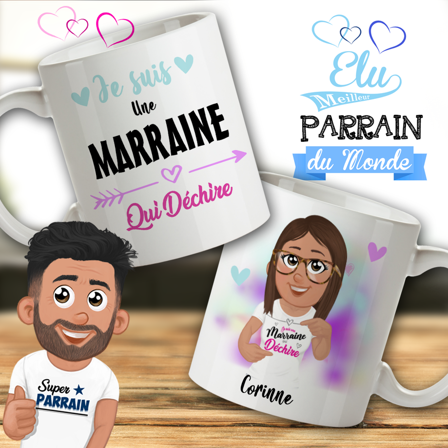 Mug personnalisé parrain marraine