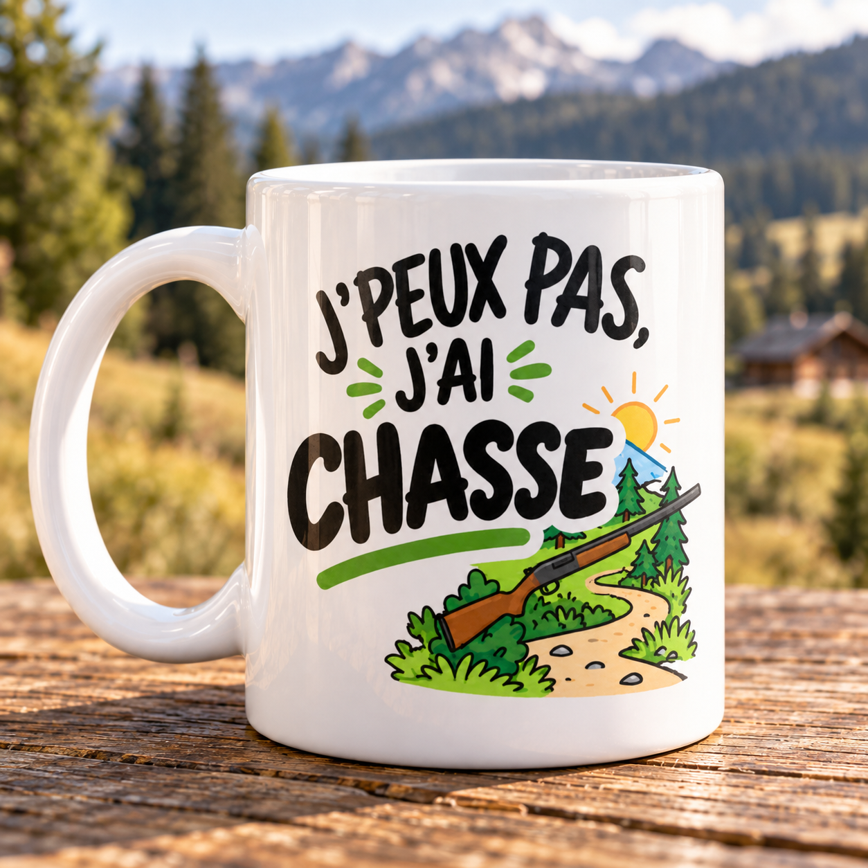 J’peux pas, j’ai chasse : le mug à personnaliser