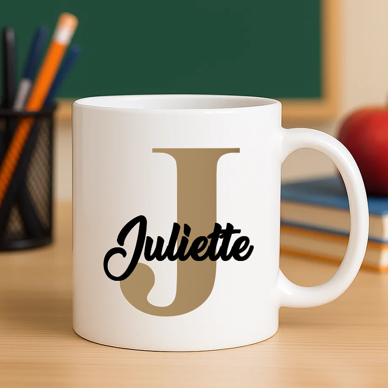  Mug personnalisé avec illustration de famille style avatar, texte et prénoms