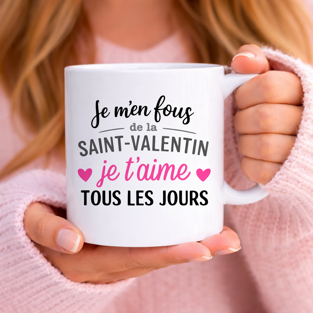 Mug Saint-Valentin humour avec message je t’aime tous les joursje t