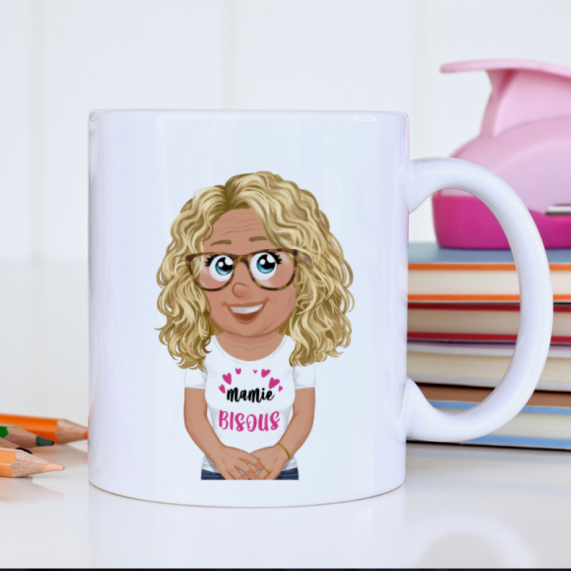  Mug super Mamie personnalisé avec avatar et texte 