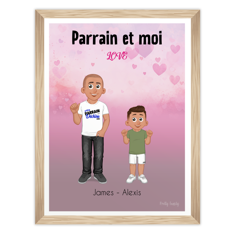 Portrait de famille personnalisé pour un parrain