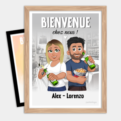 Dessin Personnalisé pour couple apéro entre ami