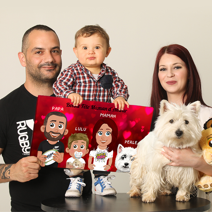 Portrait de famille avec animal tableau de famille personnalisé avec prénom  affiche famille de dos -  Canada