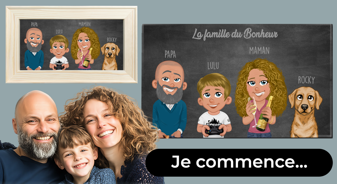 Cadeau Portrait de famille - Portrait Famille de Dingue